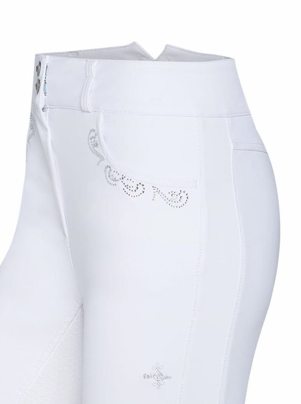 Fair Play Ridebukse med fullgrip, Daisy Chic Hvit